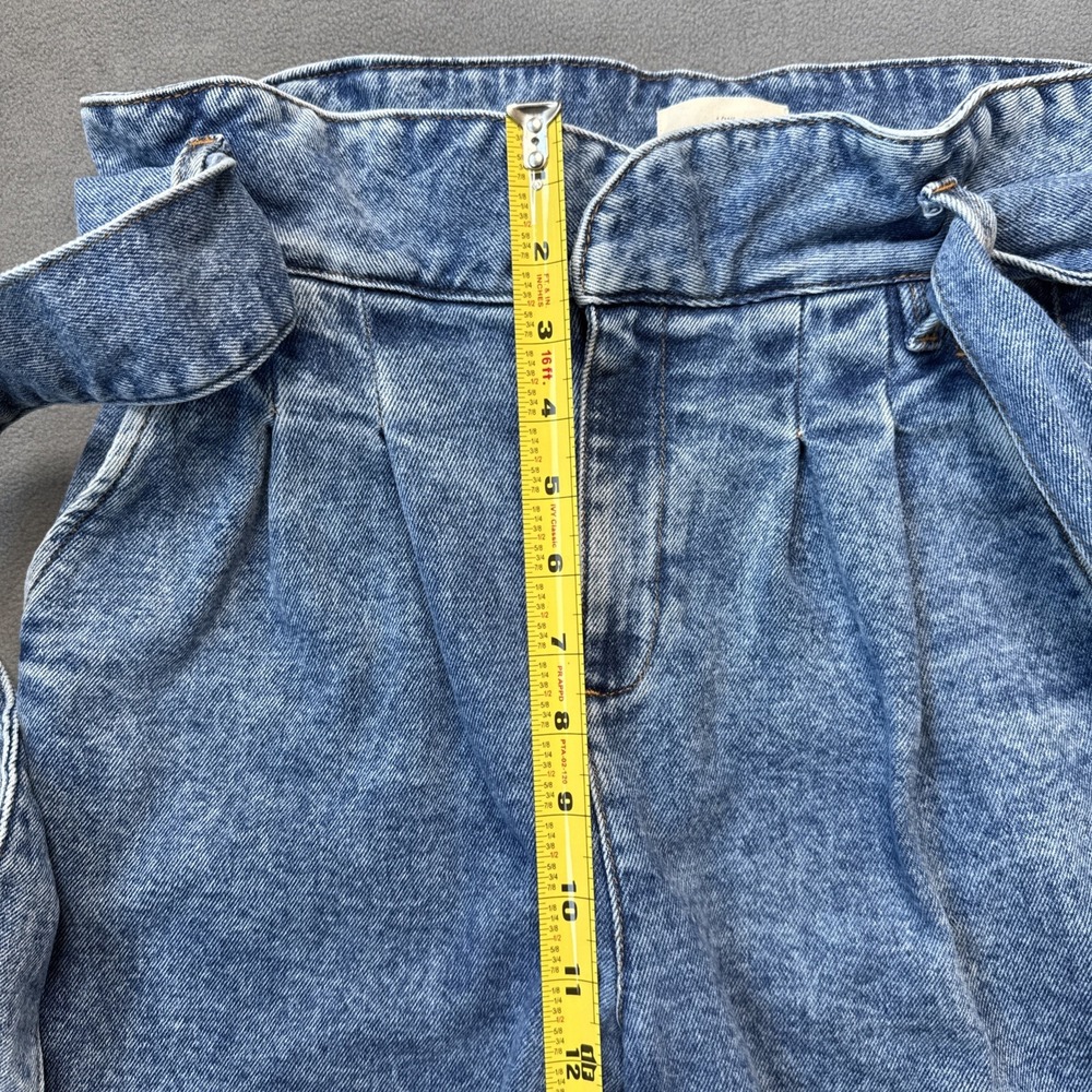 Sezane‎ Jeans Womens 34 Blue Austin High Waist Pleat Paperbag Preppy HEMMED READ - Picture 12 of 16